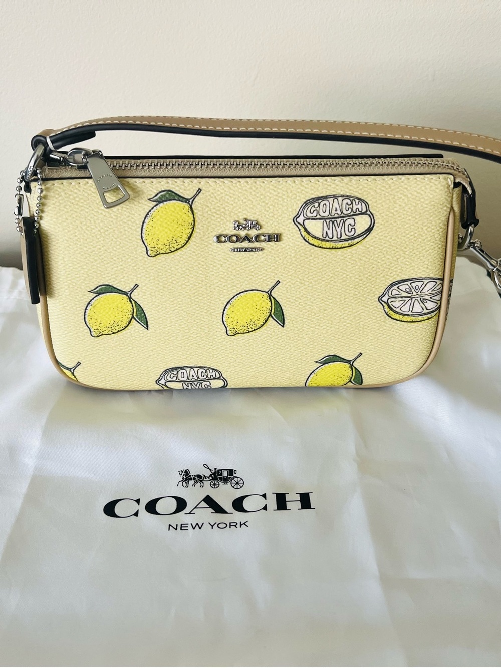Coach Yellow Lemon Print Wristlet